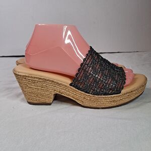 Cliffs by White Mountain Womens Biankka Platform Sandals Size 9M Black Woven PU